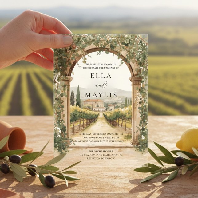 Tuscan Vineyard Acrylic Wedding | Itali Invitations (Creator Uploaded)