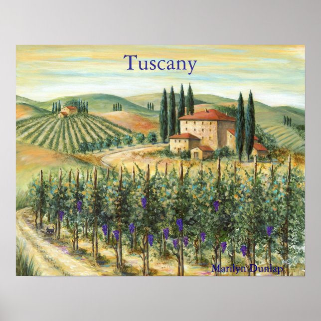 Tuscan Vineyard and Villa Poster (Front)