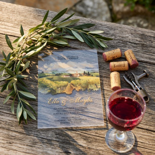 Tuscan Vineyard   Italian Countryside Landscape Acrylic Invitations