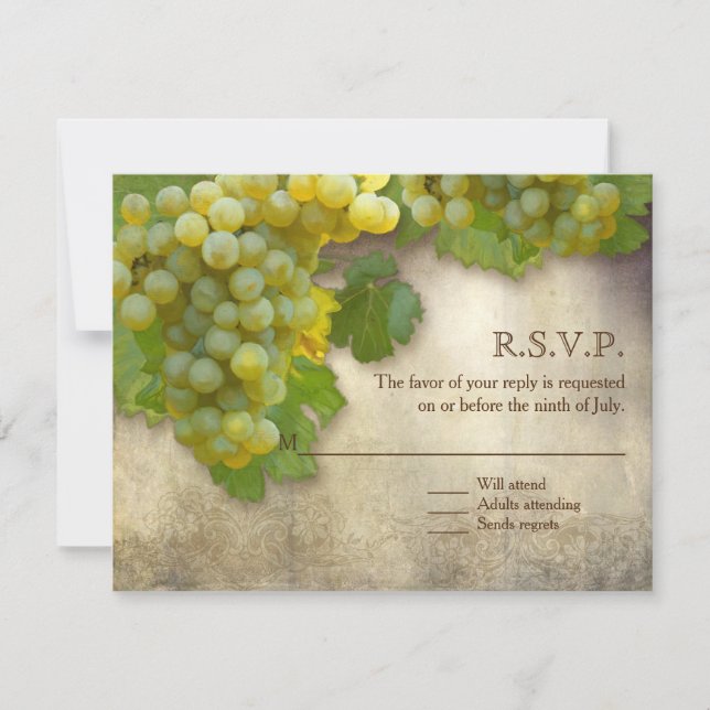 Tuscan Vineyard Rustic Elegant White Wine Art RSVP Invitation (Front)