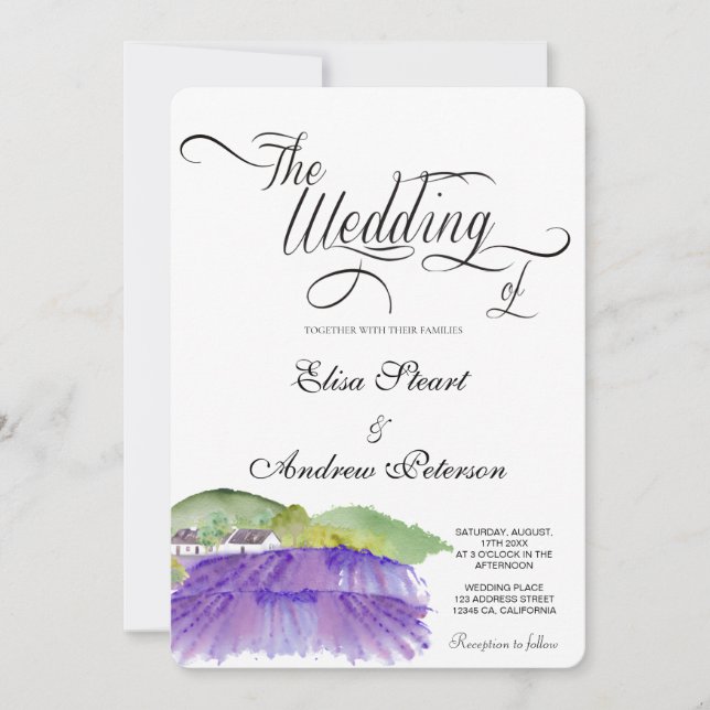 Tuscan Vineyard wedding Invitation (Front)