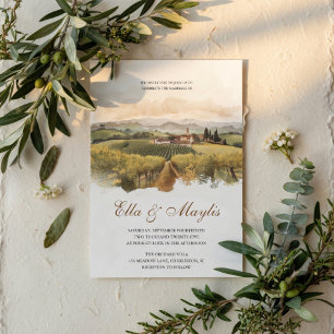 Tuscan Vineyard Wedding   Italian Countryside Invitation