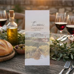 Tuscan Vineyard Wedding Menu | Italian Countryside<br><div class="desc">Create a beautiful and elegant dining experience with this Tuscan vineyard wedding menu, inspired by the romantic landscapes of the Italian countryside. Featuring a watercolor illustration of rolling vineyards and a charming Tuscan villa, this menu captures the warmth and beauty of a vineyard destination wedding. The refined typography and vertical...</div>