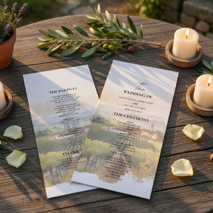 Tuscan Vineyard Wedding Program   Italian  Menu
