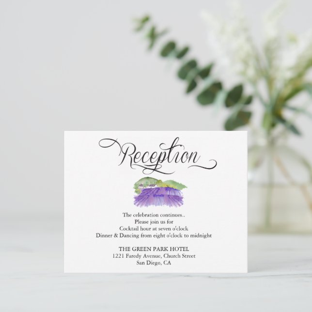 Tuscan Vineyard Wedding Reception Card (Standing Front)