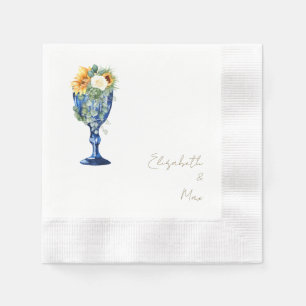 Tuscan Wedding Coined Gold Text Cocktail Napkin