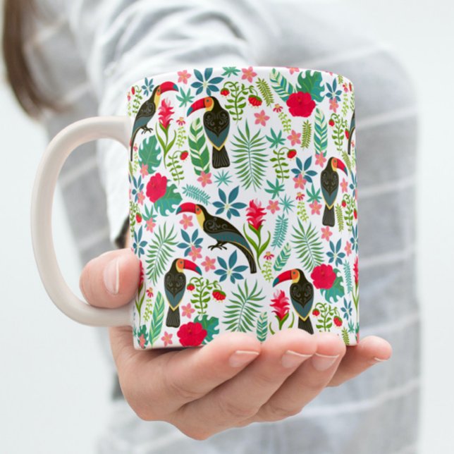 Tuscans and colourful tropical flowers pattern coffee mug (Creator Uploaded)