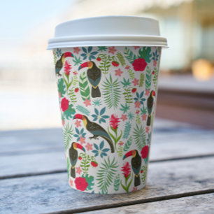 Tuscans and colourful tropical flowers pattern paper cups