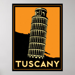 Tuscany art deco retro italy travel poster
