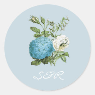 Tuscany Blue Floral Wedding Invitation Stickers