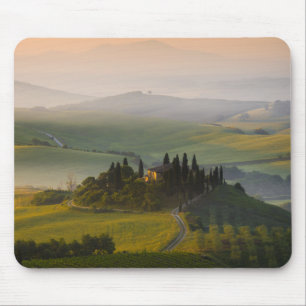 Tuscany hill landscape at sunrise mouse pad