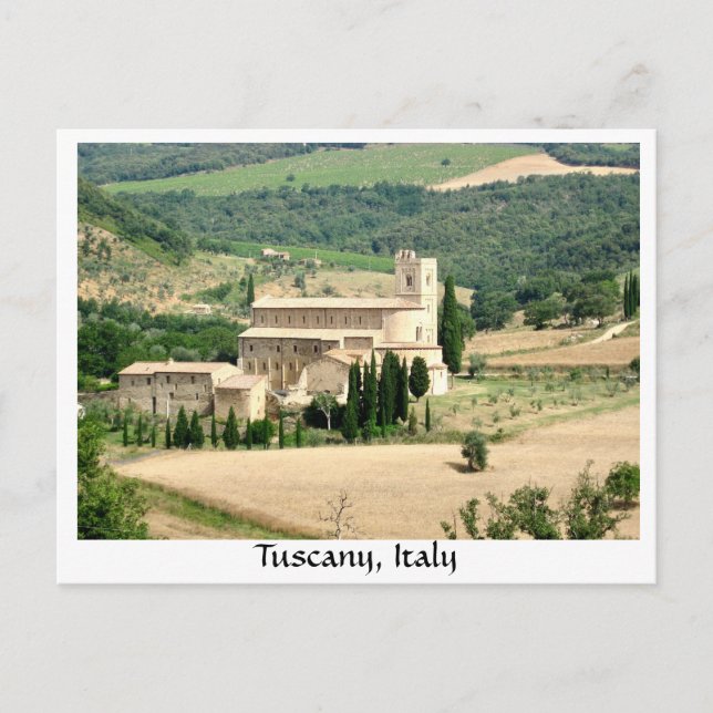 Tuscany Italy Abbey of Sant'Antimo in Wheat Fields Postcard (Front)
