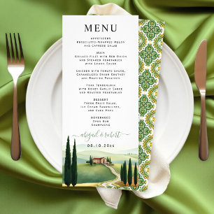 Tuscany Italy destination wedding menu card