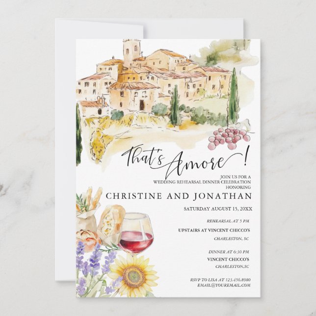 Tuscany Italy | Italian Food | Rehearsal Dinner  Invitation (Front)