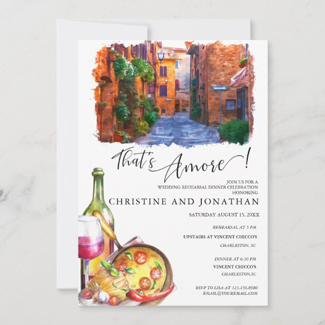 Tuscany Italy | Italian Food | Rehearsal Dinner  Invitation (Front)