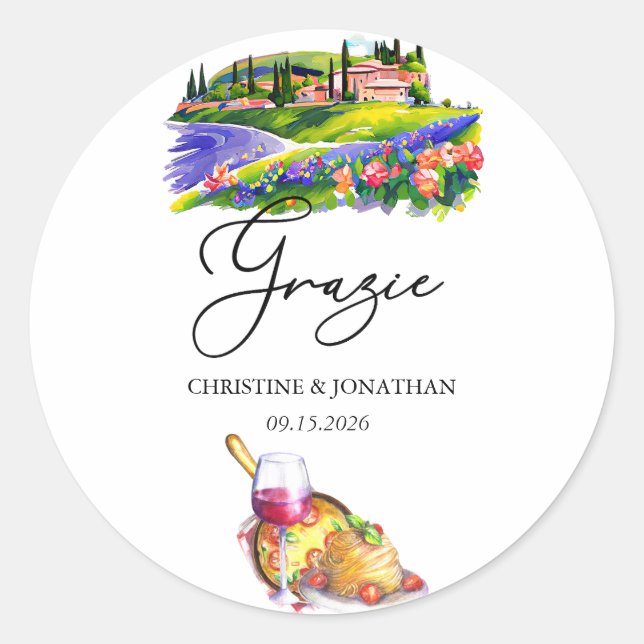 Tuscany Italy | Italian Food | Thank You Favour Classic Round Sticker (Front)