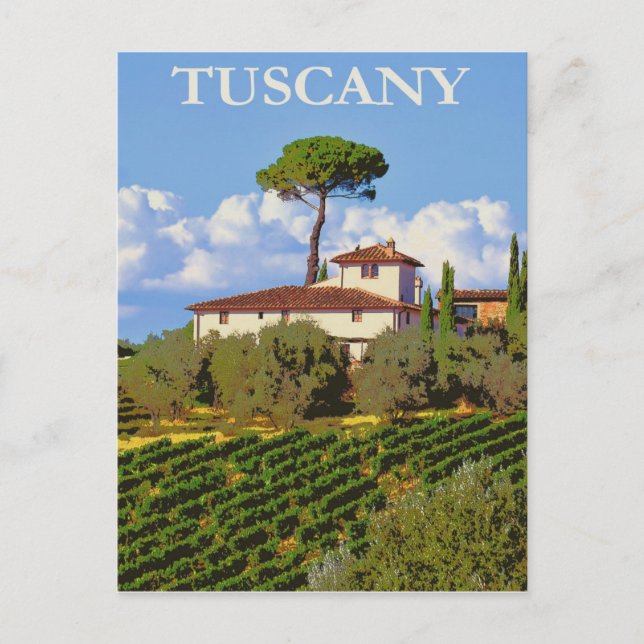 Tuscany Italy Italian Villa Retro Vintage Travel Postcard (Front)