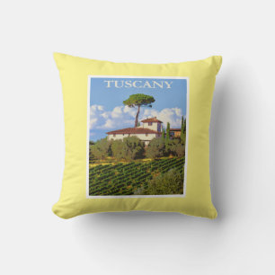Tuscany Italy Italian Villa Vintage Travel Poster Cushion