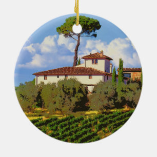 Tuscany Italy Poster Ceramic Tree Decoration