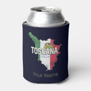 Tuscany Italy Retro Region Map Vintage Fattoria Can Cooler