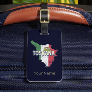 Tuscany Italy Retro Region Map Vintage Fattoria Luggage Tag