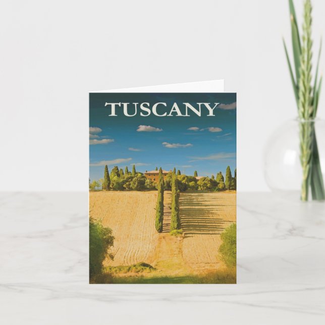 Tuscany Italy Retro Vintage Travel Poster Note Card (Front)