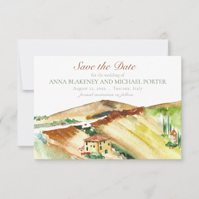 Tuscany Italy Save the Date Destination Wedding (Front)