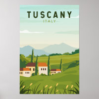 Tuscany Italy Travel Vintage Art