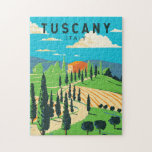 Tuscany Italy Vineyard Travel Art Vintage Jigsaw Puzzle<br><div class="desc">Tuscany vector art design. Its capital,  Florence,  is home to some of the world’s most recognisable Renaissance art and architecture,  including Michelangelo’s "David" statue.</div>