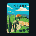 Tuscany Italy Vineyard Travel Art Vintage Magnet<br><div class="desc">Tuscany vector art design. Its capital,  Florence,  is home to some of the world’s most recognisable Renaissance art and architecture,  including Michelangelo’s "David" statue.</div>