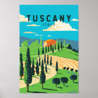 Tuscany Italy Vineyard Travel Art Vintage