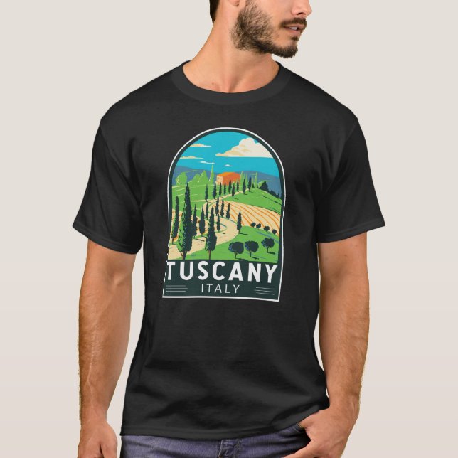 Tuscany Italy Vineyard Travel Art Vintage T-Shirt (Front)