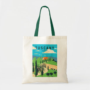 Tuscany Italy Vineyard Travel Art Vintage Tote Bag