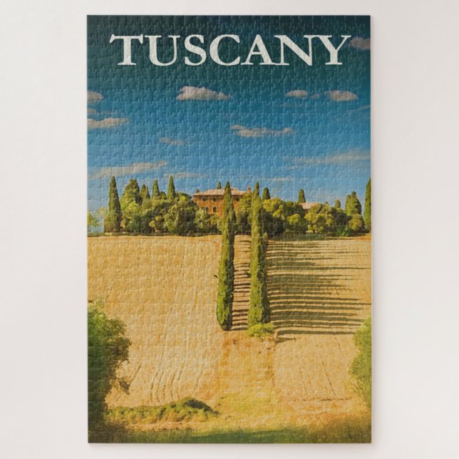 Tuscany Italy Vintage Italian Travel Poster Jigsaw Puzzle (Vertical)