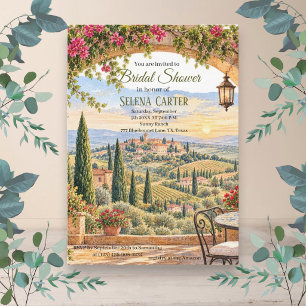 Tuscany Italy Vintage Watercolor Bridal Shower Invitation