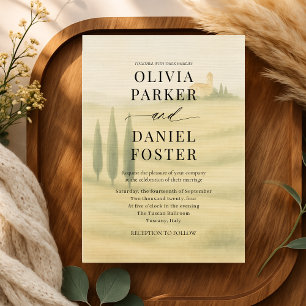 Tuscany Italy Watercolor Destination Wedding  Invitation