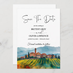 TUSCANY Italy Watercolor Skyline Save The Date