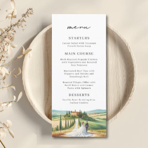 Tuscany Italy Watercolor Skyline Wedding Menu