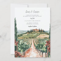 Tuscany Italy Watercolor Vinatge Wedding