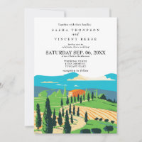 Tuscany Italy Wedding Invitation Retro
