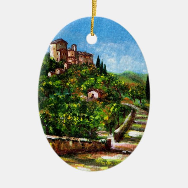TUSCANY LANDSCAPE 3 CERAMIC TREE DECORATION (Front)