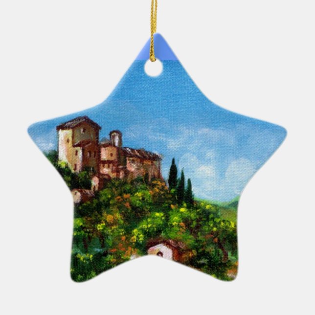 TUSCANY LANDSCAPE 3 CERAMIC TREE DECORATION (Front)