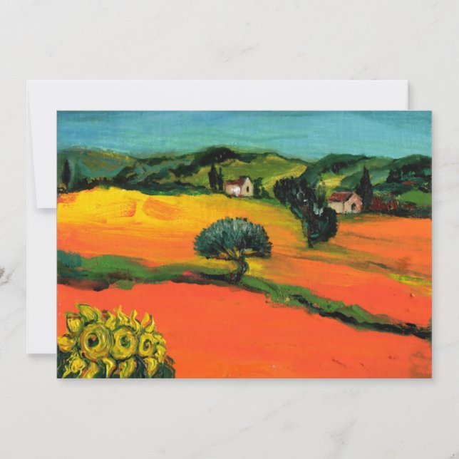 TUSCANY LANDSCAPE , blue green yellow orange Invitation (Front)