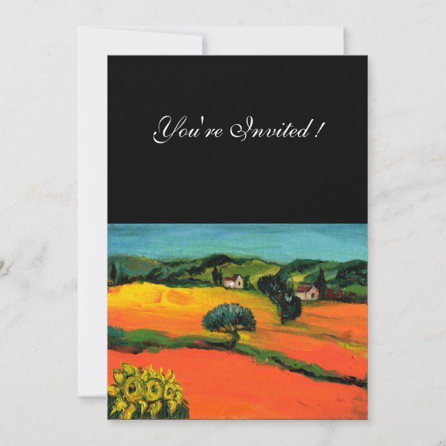 TUSCANY LANDSCAPE , blue green yellow orange Invitation (Front)