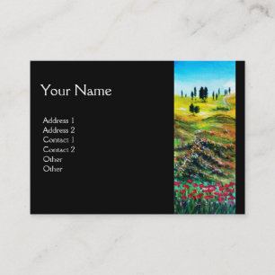 TUSCANY LANDSCAPE WITH POPPIES MONOGRAM BUSINESS CARD