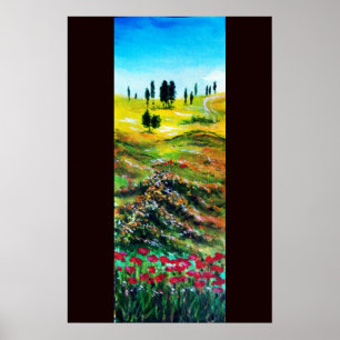 TUSCANY LANDSCAPE WITH POPPIES POSTER