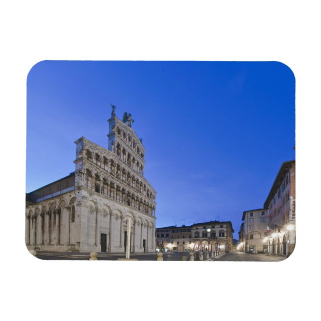 Tuscany, Lucca, Piazza San Michele at Dawn Magnet (Horizontal)
