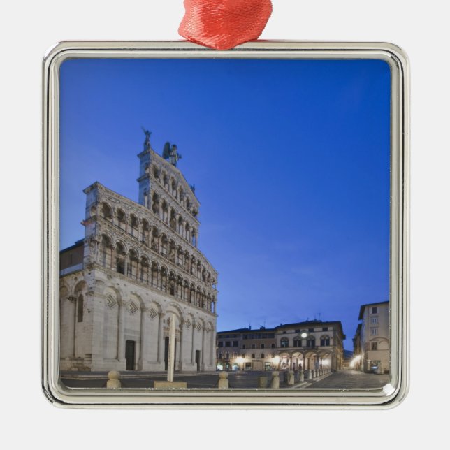 Tuscany, Lucca, Piazza San Michele at Dawn Metal Tree Decoration (Front)