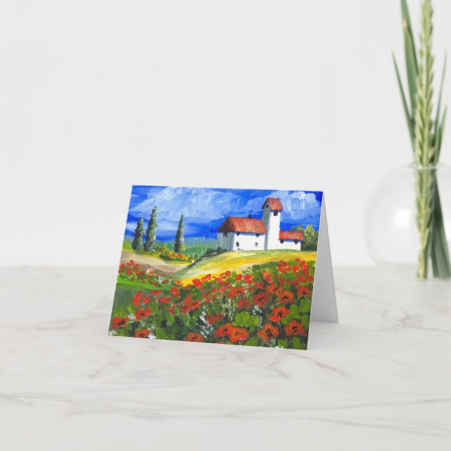 Tuscany Red Poppies Card (Front)