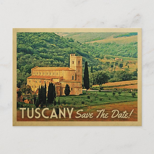 Tuscany Save The Date Vintage Italy Postcards (Front)